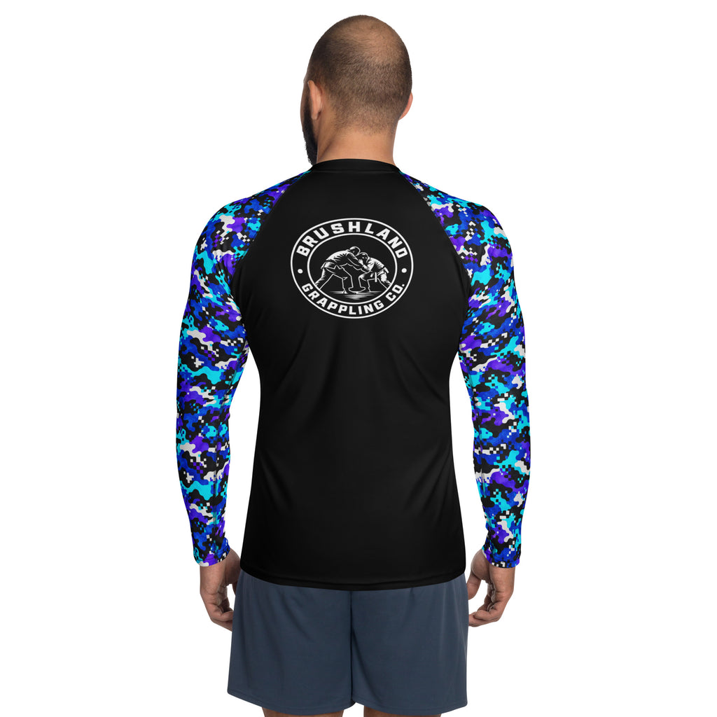 Electric Digital camo long-sleeve BJJ rash guard