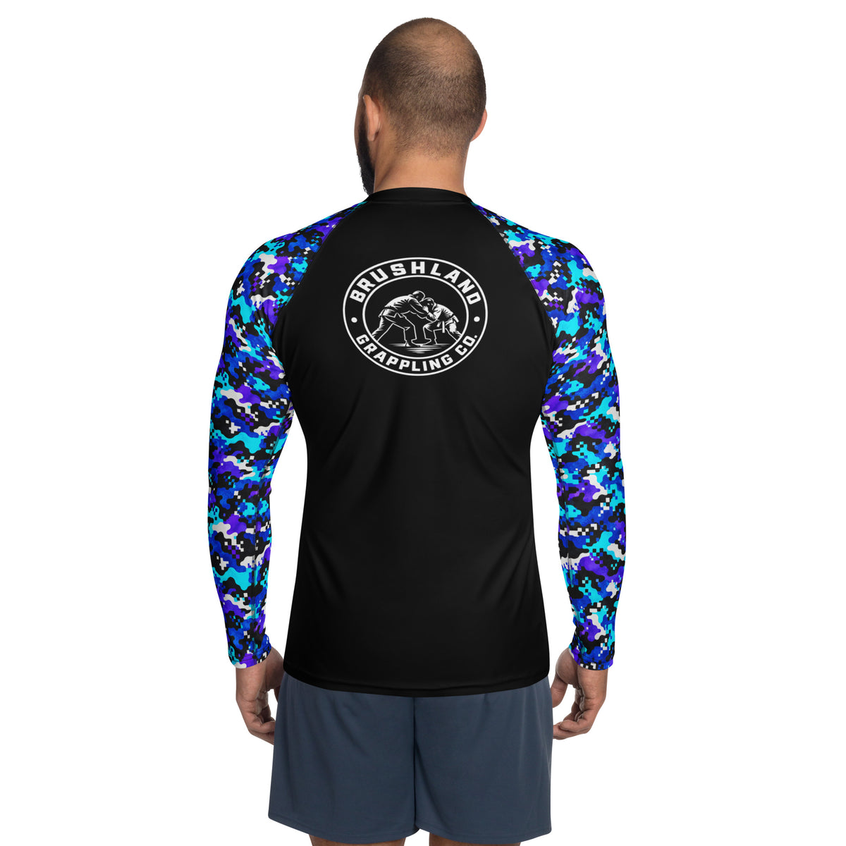 Electric Digital camo long-sleeve BJJ rash guard