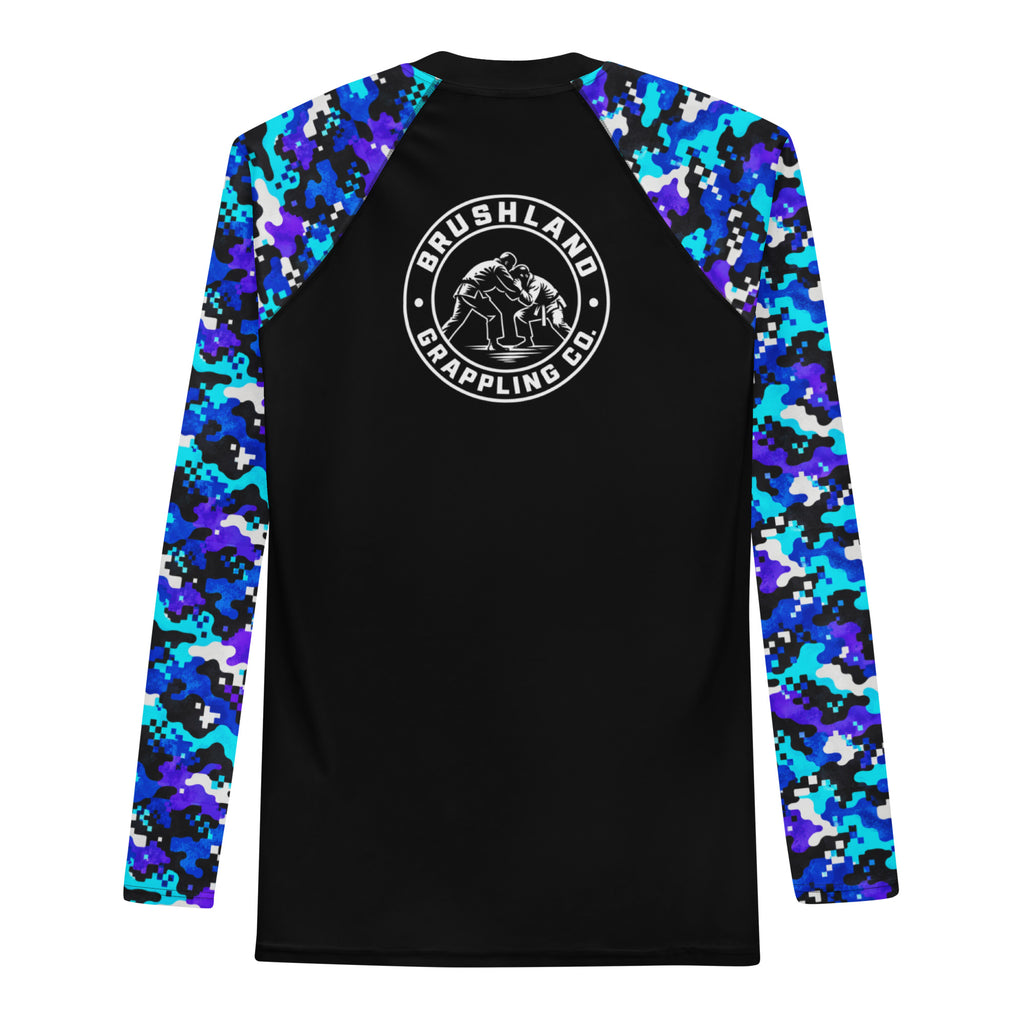 Electric Digital camo long-sleeve BJJ rash guard