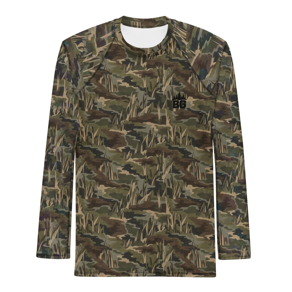 Duck Marsh camo long-sleeve BJJ rash guard