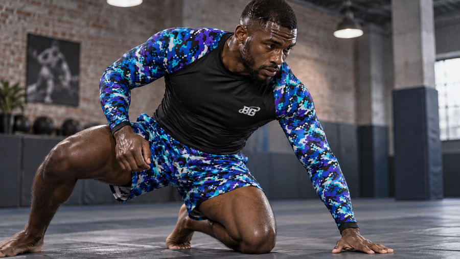 Electric Digital Camo BJJ Rash Guard | Long Sleeve